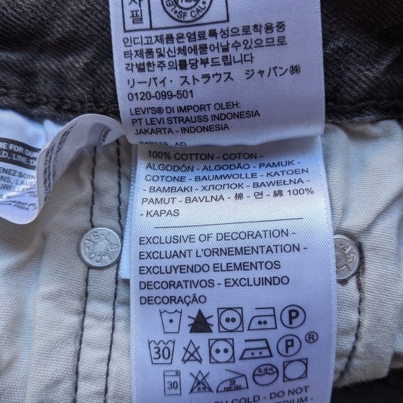 Levi's Premium Faded Black High Rise 501 Jean Cutoffs Shorts Size 25 Button Fly - Picture 9 of 13